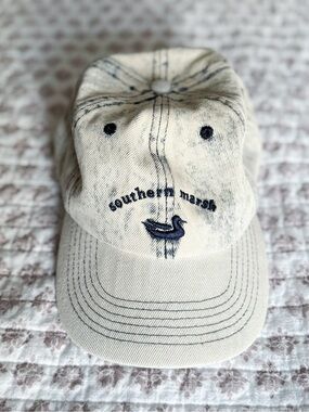 Southern Marsh Relaxed Denim Hat with Navy Embroidered Duck NWT